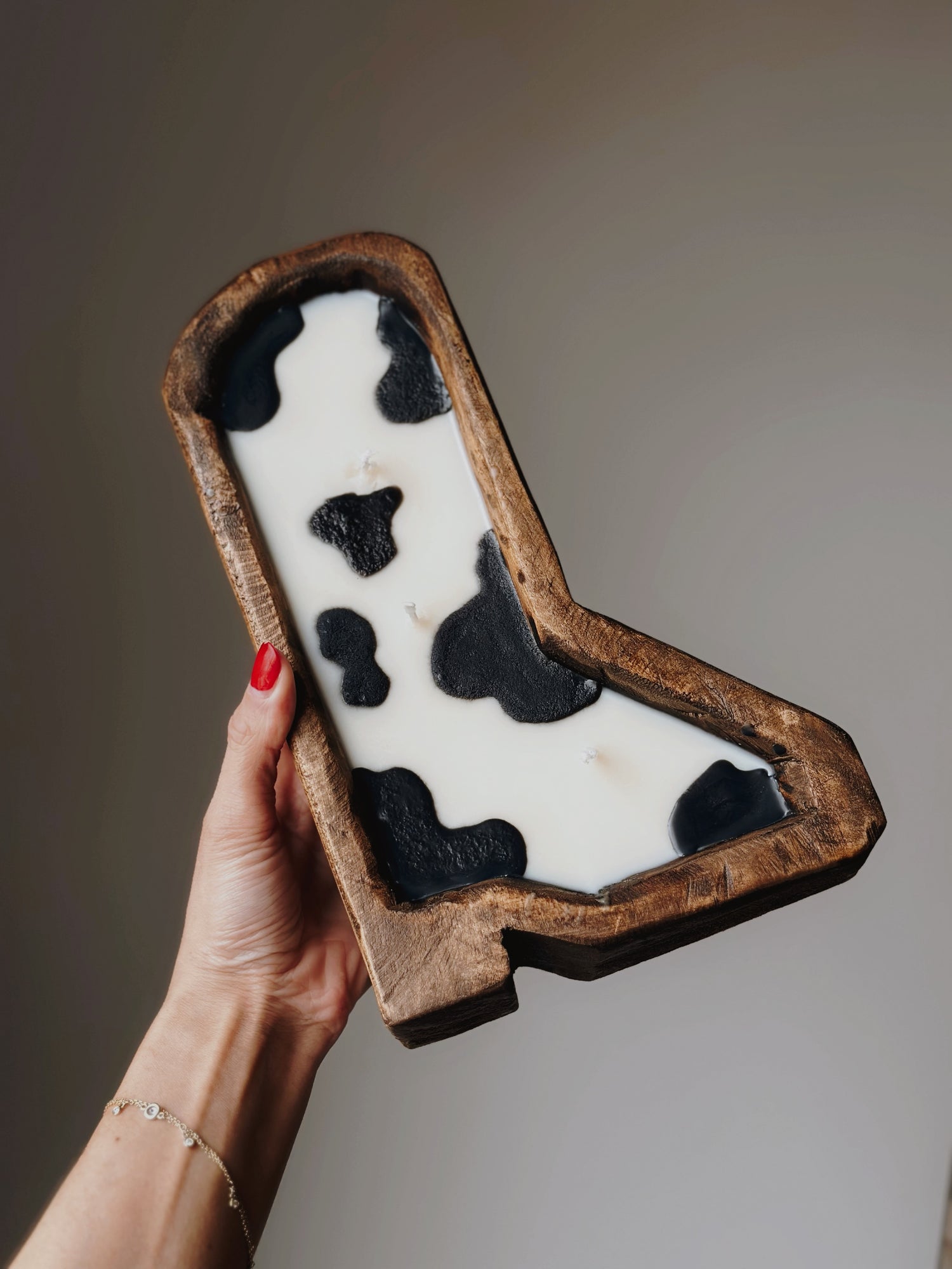 Cowprint Boot Candle